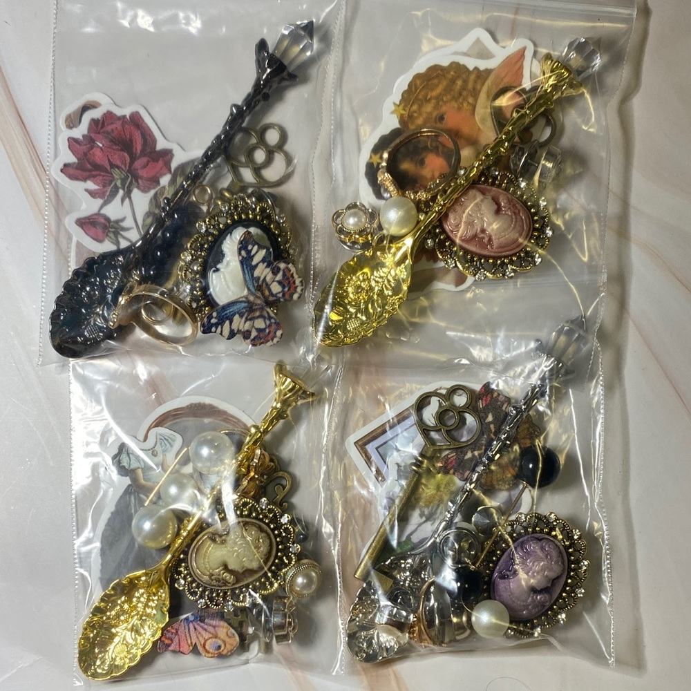 Mystery Vintage Victorian Romance Accessory and Jewelry Trinket Set